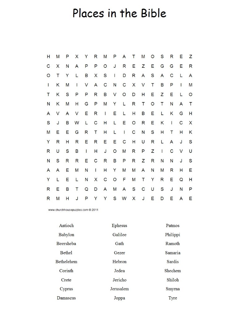 Places in the Bible Word Search Puzzle